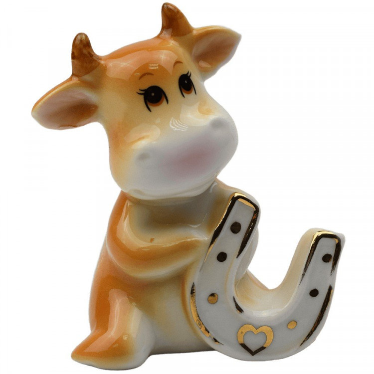 Статуэтка СГ "Бычок Янтарь с подковой" 7,5*6см арт.541-296
