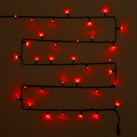 Гирлянда электрическая уличная точечная 07м 80LED цвет красный (темный провод) 8режимов артемный 183-320