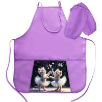 Фартук для детского творчества (ОНИКС) арт ФН-31-1 тонкий с карманами, с нарукавниками Cat ballet 535*445 мм