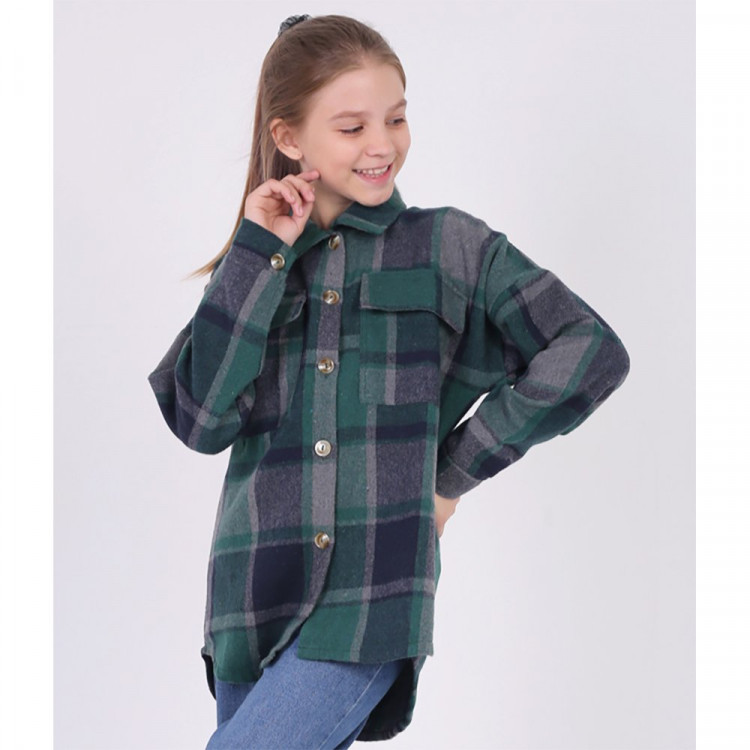 Рубашка для девочки (MULTIBREND) арт.384741 размер 34/134-42/158 цвет темно-зеленый