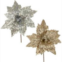 Украшение декор. на клипсе "Цветок. Пуансеттия" 30см в асс. арт.755195