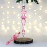 Украшение декор.подвеска пластик "Сосулька. Изящные переливы" 19см 02шт/наб. цв.розовый арт.107-6123