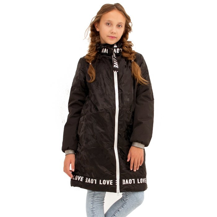 Куртка осенняя для девочки (Аврора) арт.Паула размерный ряд 34/134-44/164 цвет черный