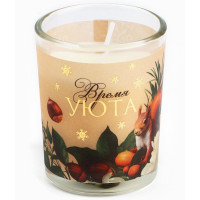 Свеча в стакане 5*6см "Новый год.Время уюта" аромат лесной орех арт.10335418