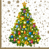 Салфетки бумажные 24*24см 3 слоя 25шт/уп. Bouquet "Новогодняя ель на белом" арт.57135