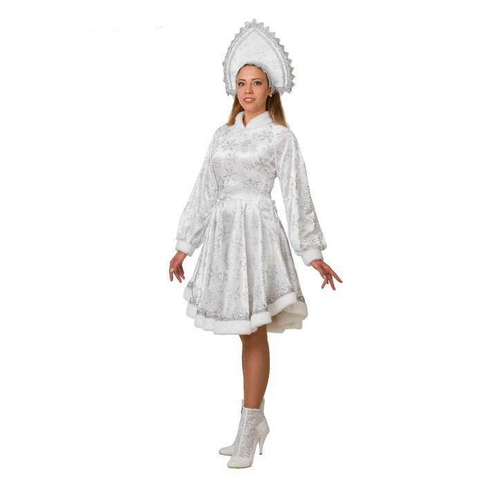 Костюм Снегурочка Амалия белая (платье кокошник)