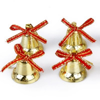 Украшение декор.подвеска пластик "Колокольчики" 03,5см 04шт/наб. цв.золото арт.88504