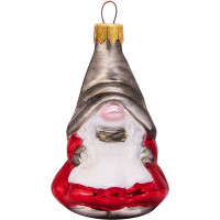 Украшение декоративное стекло 9см "Волшебный гномик 2" серый в п/у арт.ФУ-754/1