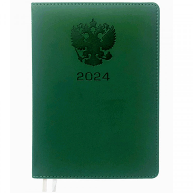Ежедневник А5 2024 к/з deVENTE "Emblem" зеленый 160л., 2 ляссе арт.2232424