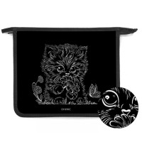 Папка школьная для тетрадей А5 на молнии (Оникс) Котёнок с ромашкой фольга золото арт.ПТ 7-12