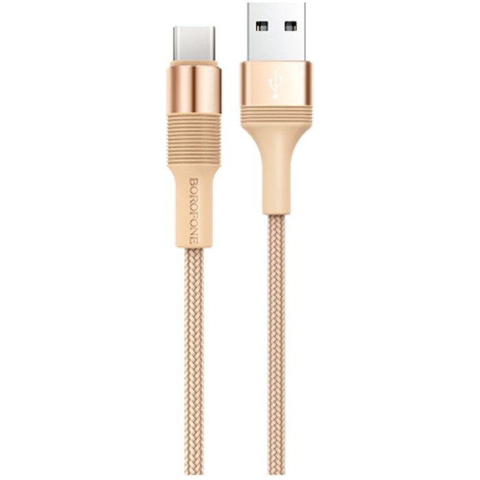 Кабель микро USB Borofone BX21 Outstanding, 1.0м круглый, 2.4A ткань, золотой
