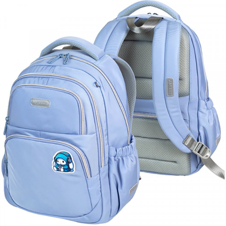 Рюкзак для девочек deVENTE Зум. Музыкальный кролик (Zoom. Music Rabbit) 38x30x19 см голубой арт.7033630