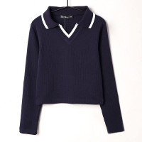 Джемпер для девочки трикотажный (TETO) длинный рукав цвет темно-синий арт.81018