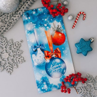 Открытка евро "С Новым годом! Новогодние шары" без текста арт.3622603