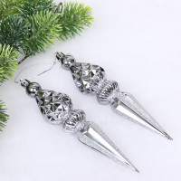 Украшение декор.подвеска пластик "Сосулька граненая" 17,8см 02шт/наб. цв.графит арт.916-1201