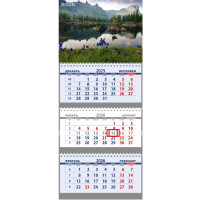 Календарь настенный 3-бл 2026 295*700 "Горное озеро" на 3 гребнях Attomex арт.2133562 (Ст.40)