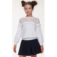 Джемпер трикотажный для девочки (Malini) длинный рукав цвет молочный арт.BL213TK размерный ряд 32/128-40/152