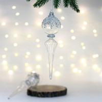 Украшение декор.подвеска пластик "Сосулька. Изящный блеск" 19см 02шт/наб. цв.белый арт.107-6117