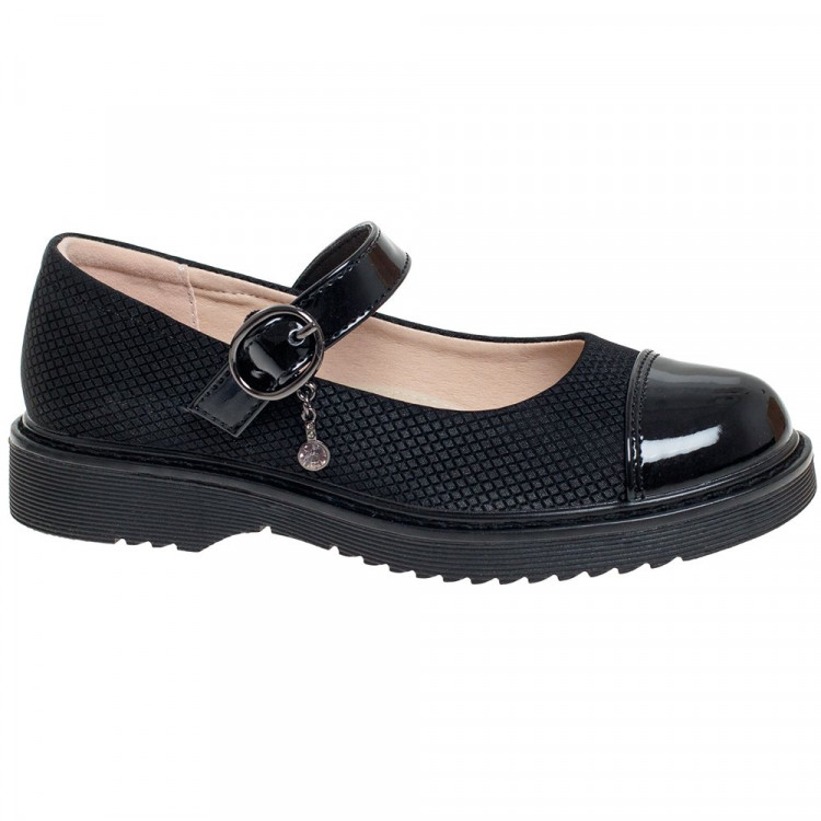 Туфли для девочки (Сказка) черные верх-искусственная кожа подкладка-натуральная кожа размерный ряд 32-37 арт.R577274212BK