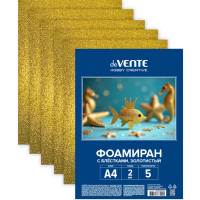Набор цветного фоамирана А4 5 листов (deVENTE) HOBBY CREATIVE толщина 2 мм золотистый с блестками арт.8112417