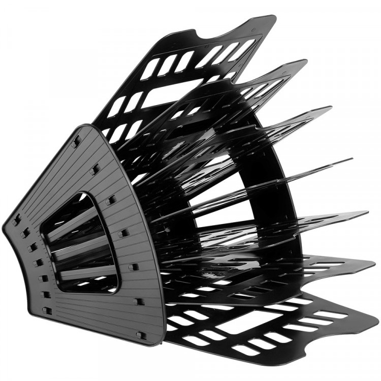 Лоток-веер для бумаг вертикально-горизонтальный  6 отделений черный СТАММ арт.ЛТ418