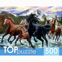 Пазл 500 элементов TOPpuzzle Табун лошадей в горах (РК) арт ХТП500-6812