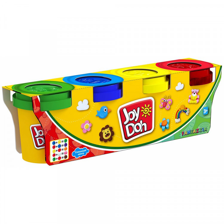 Тесто для лепки 4 цвета по 56 грамм коробка (Joy Doh) арт.POT-04/056
