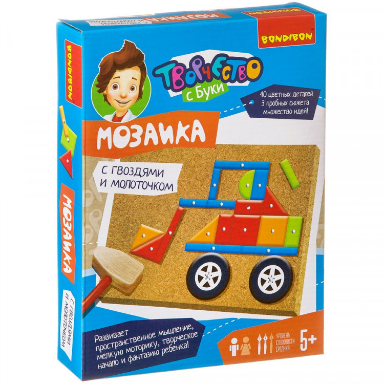 Игра Мозаика с гвоздями и молоточком Техника (Bondibon) арт.ВВ3409