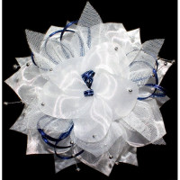 Бант для волос белый/синий  Arco Carino 13см арт.134