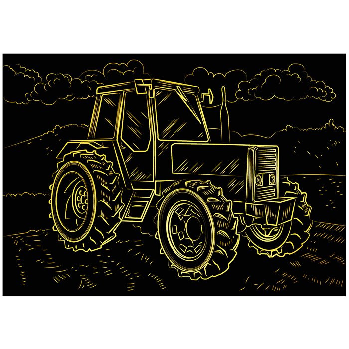 Гравюра А4 Трактор золото (РК) арт.Г-8522