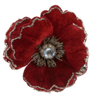 Украшение декор. на клипсе "Цветок. Магнолия" 15см цв.бордовый арт.761545