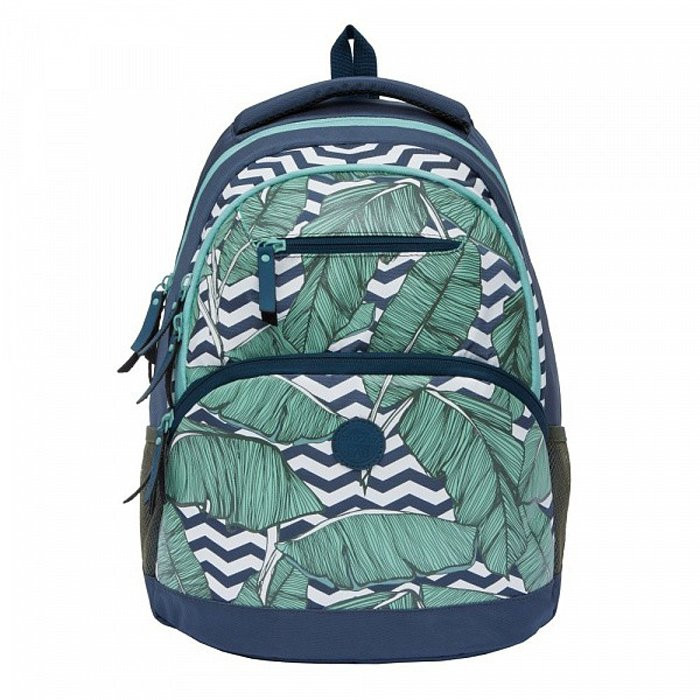 Рюкзак для девочек (Grizzly) арт.RD-951-4 синие листья 31х42х23 см