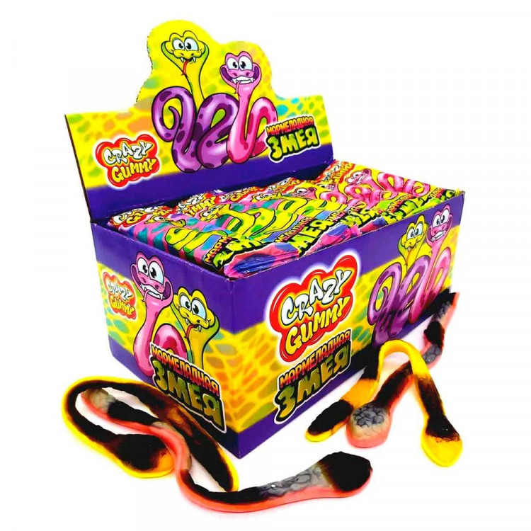 Жевательный мармелад Crazy Gummy Мармеладная змея 15гр  (Ст.36)