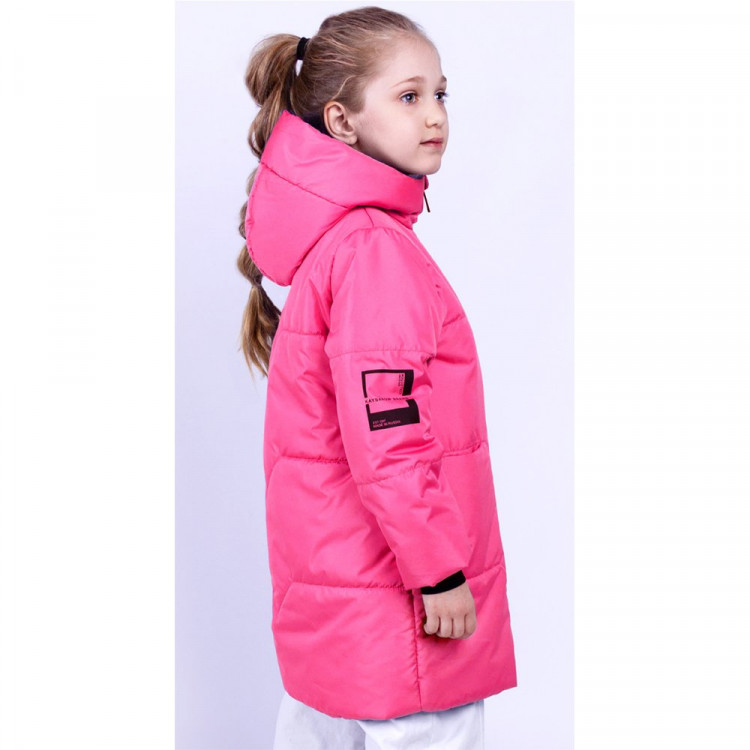 Куртка удлиненная осенняя для девочки (OVAS) арт.АВА размерный ряд 32/122-36/140 цвет фуксия