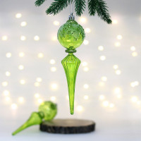 Украшение декор.подвеска пластик "Сосулька. Изящный блеск" 19см 02шт/наб. цв.зеленый арт.107-6109