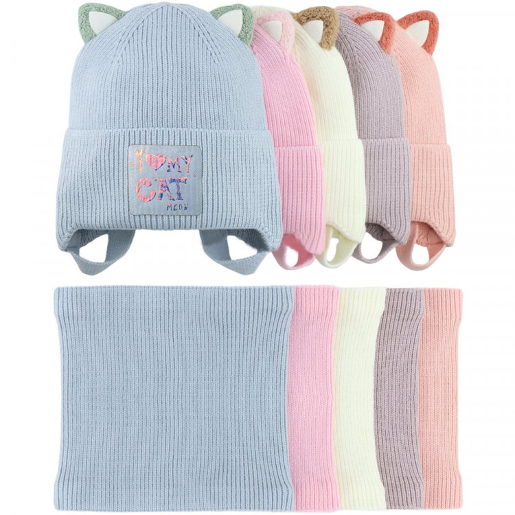 Комплект зимняя для девочки (Полярик) арт.M-02-23 размер 50-54 (шапка+снуд) цвет в ассортименте