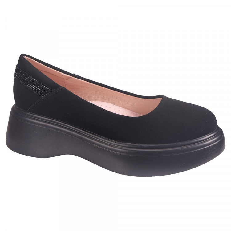 Туфли для девочки (TOM.MIKI) черные верх-искусственная замша подкладка-натуральная кожа размерный ряд 34-39 арт.T-10709-C