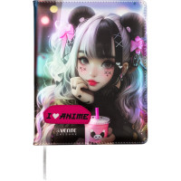 Дневник школьный твердая обложка кожзам (deVENTE) I Love Anime аппликация rubber patch, отстрочка, ляссе арт.2020535