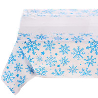 Скатерть ПВХ 108*180см "Падал снег" цв.голубой арт.130-887