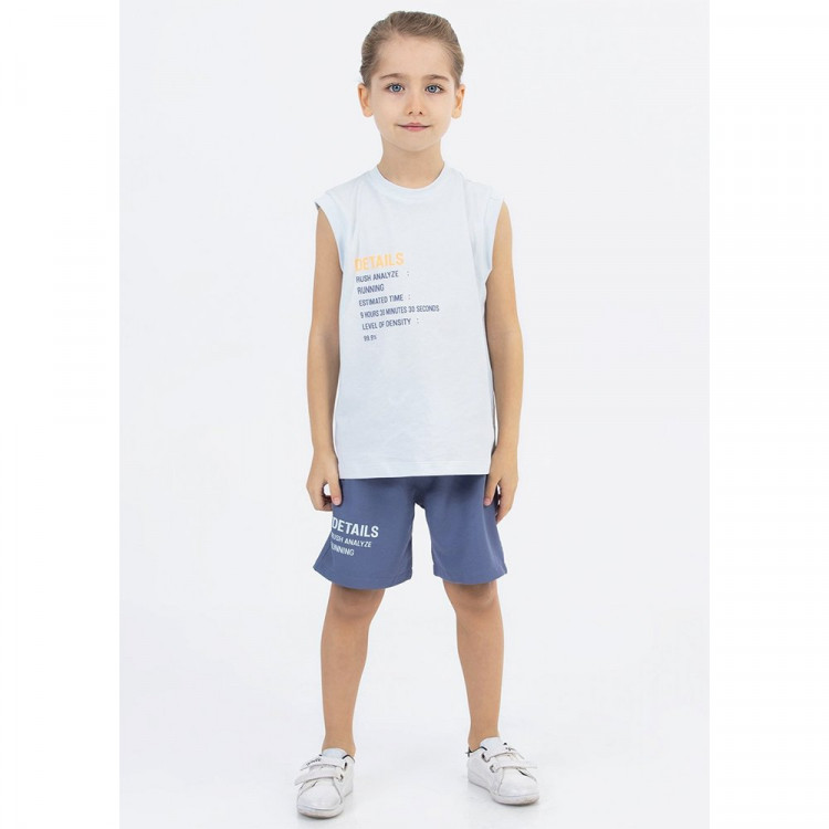 Комплект для мальчика артикул DMB 7460 размерный ряд 28/104-32/128 (футболка+шорты) цвет голубой
