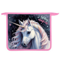 Папка школьная для тетрадей А5 на молнии (Оникс) Звёздный единорог арт ПТ-735 дизайн с двух сторон