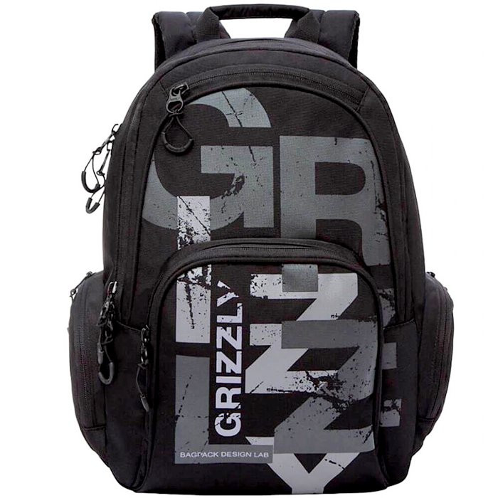 Рюкзак для мальчиков (Grizzly) арт RU-033-2/4 черный 30х42х22 см