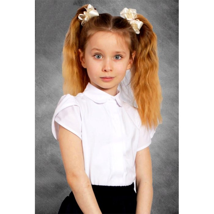 Блузка для девочки (Yanny) короткий рукав цвет белый арт.2114 размерный ряд 30/122-36/140