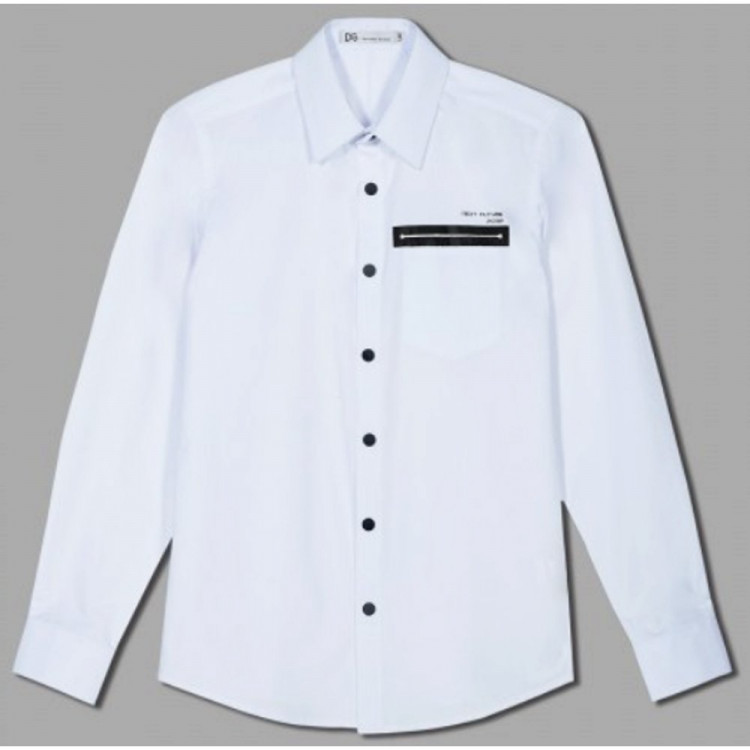 яяяСорочка детская длинный рукав размер 31/128-134-37/164-170 цвет белый Делорас арт.C71242