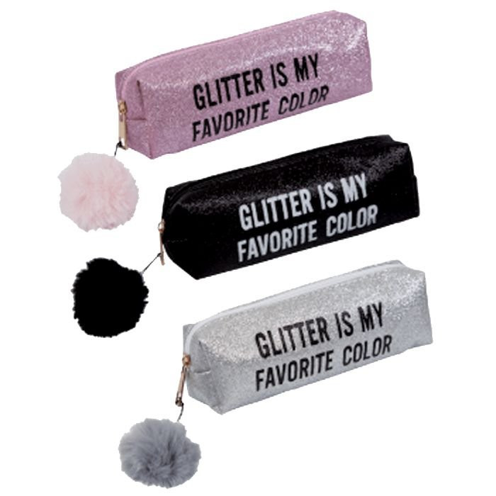 Пенал-косметичка 1 отделение кожзам (deVente) Glitter ручка-карабин ассорти арт 7025040