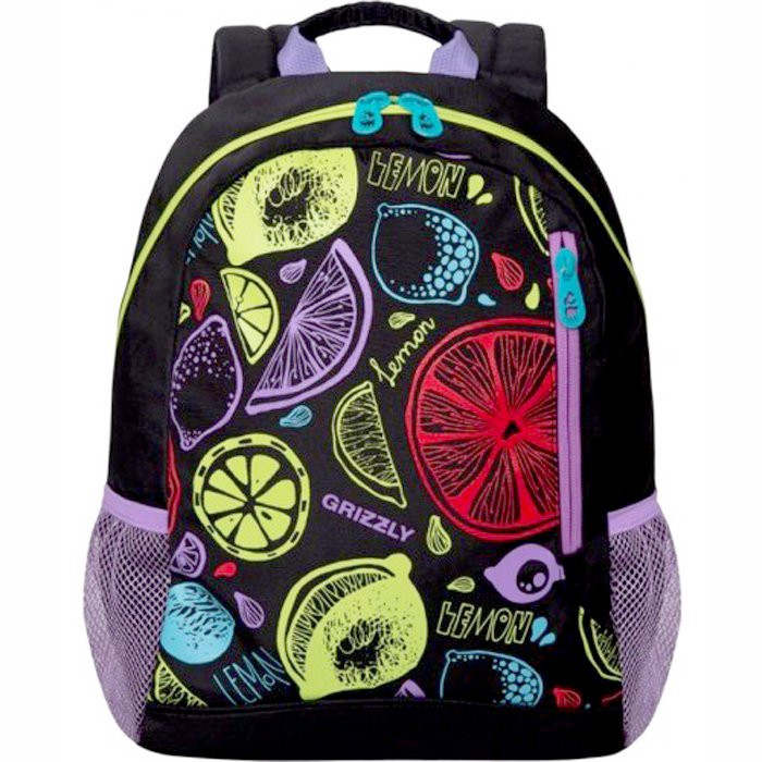 Рюкзак для девочки (Grizzly) арт RX-025-1 черный 39х29х13 см