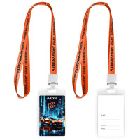 Бейдж вертикальный 65*110мм deVente с клипсой на цветной ленте арт.8093523 (Ст.50/2000)