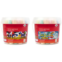 Мел школьный асфальтовый цветной 21 штука в упаковке (ГАММА) Мультики круглый пластиковое ведро арт.1704195