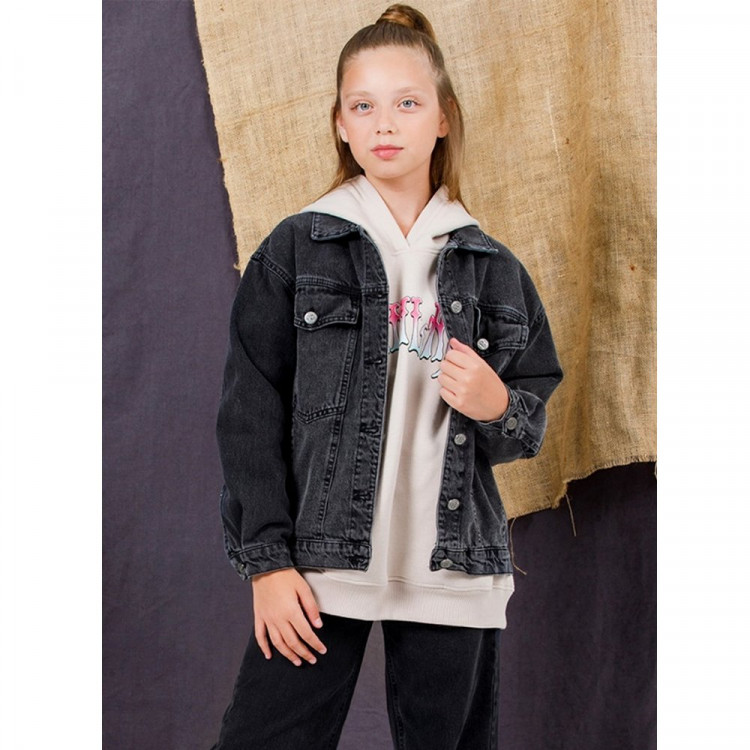 Куртка для девочки арт.DMB 4975 размер 34/134-44/164 цвет темно-серый