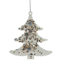 Украшение декор.подвеска пластик "Елочка с блёстками" 10см арт.779711